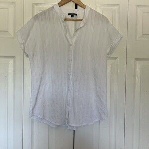 Women’s Kal Rieman White Short Sleeve Button Shirt Size Large